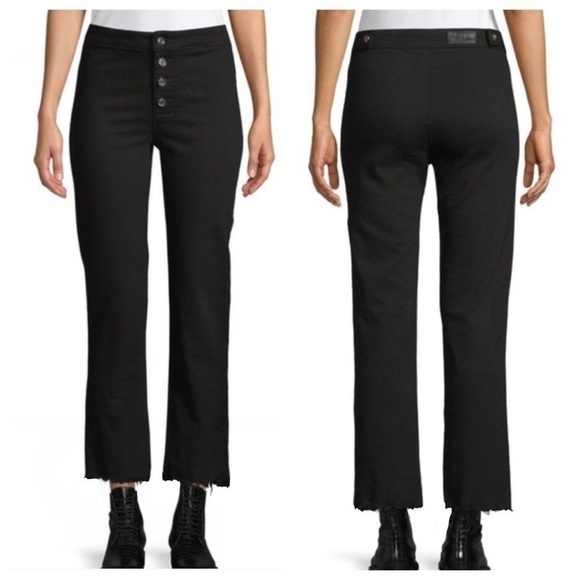 RTA Black Distressed Button Fly Jeans Crop Pants Size 29‎ - Picture 1 of 8